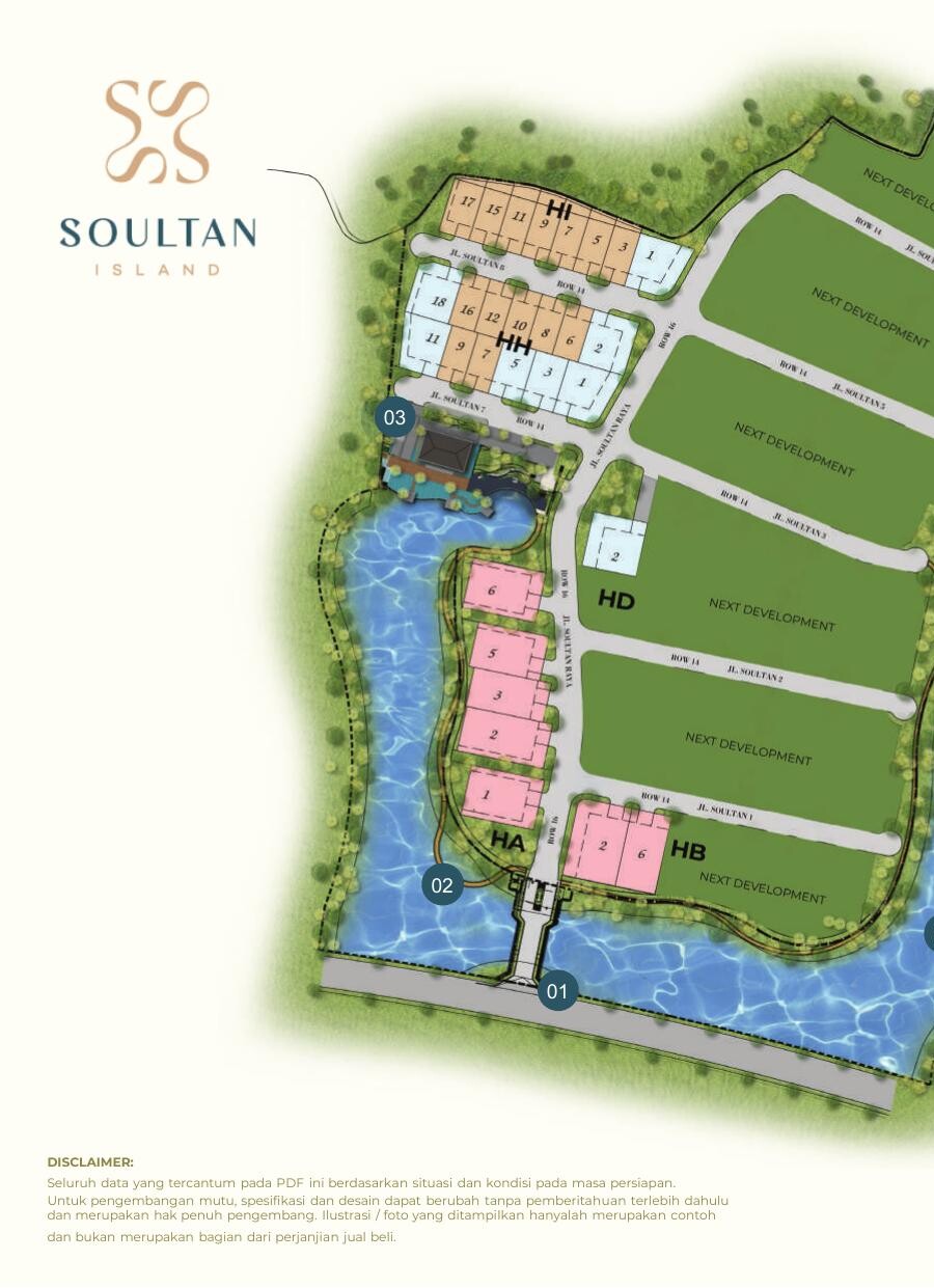 Siteplan masterplan Soultan Island blok HA HB HC HE HF HH HI tepi danau Summarecon Bekasi 2026